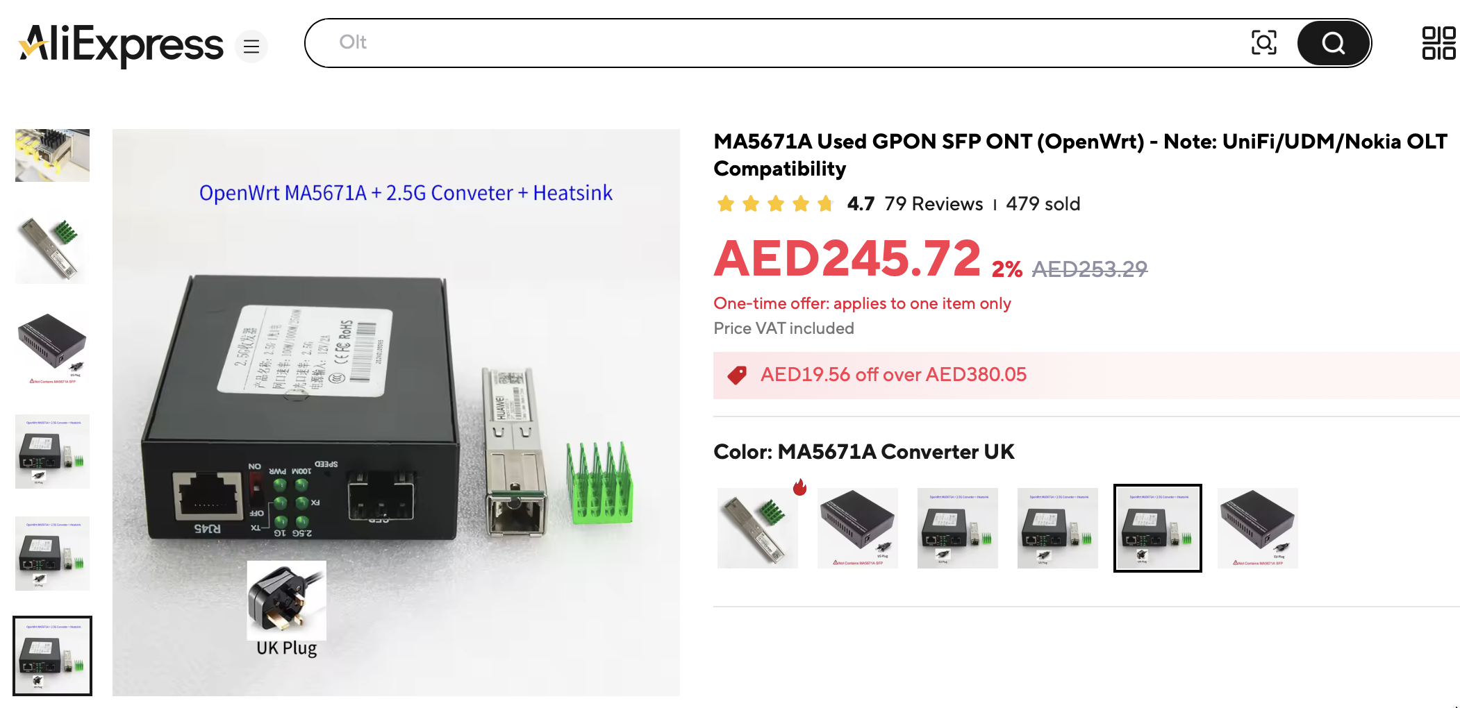 The MA5671A listing on AliExpress